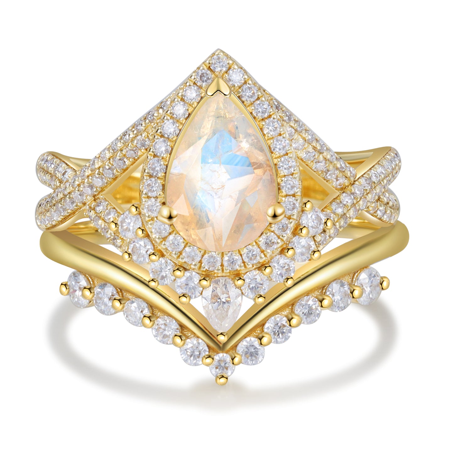 K Gold Natural Moonstone Ring