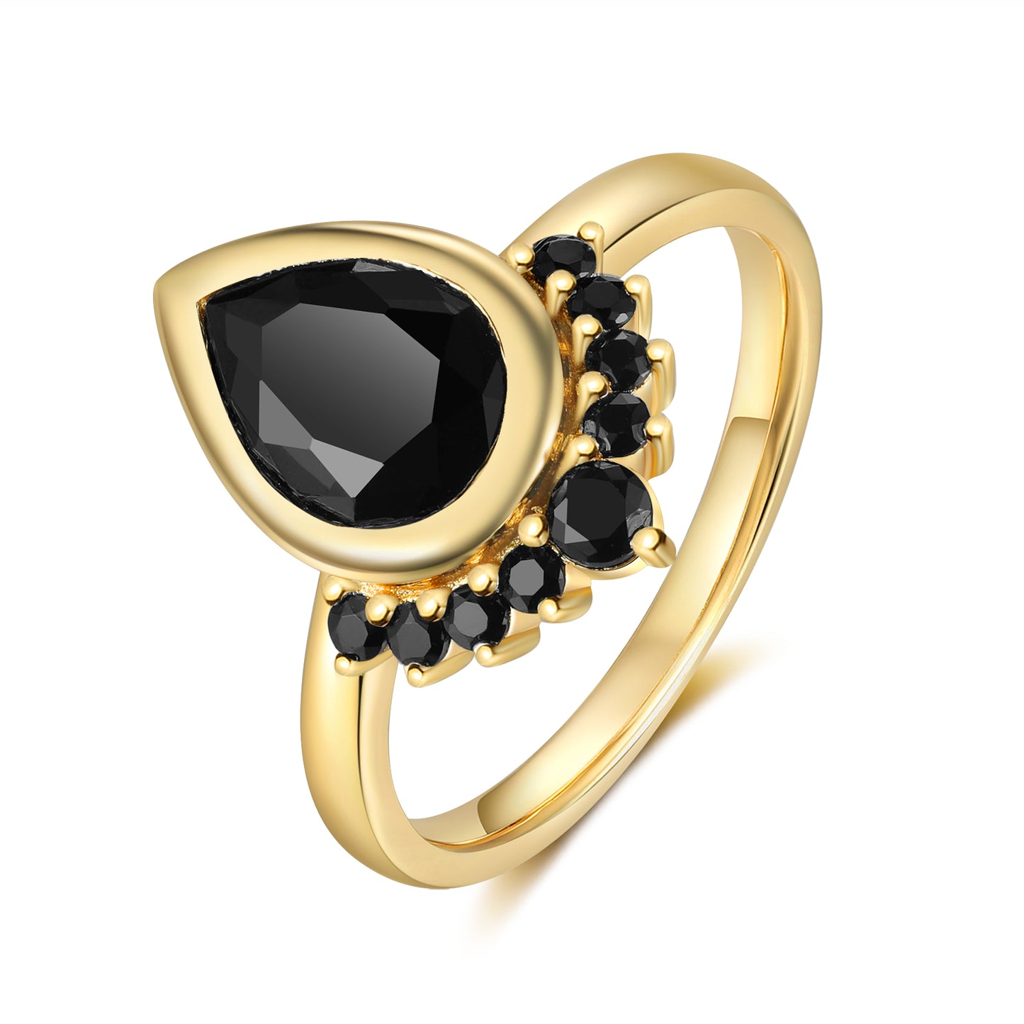 K Gold Natural Black Onyx Ring