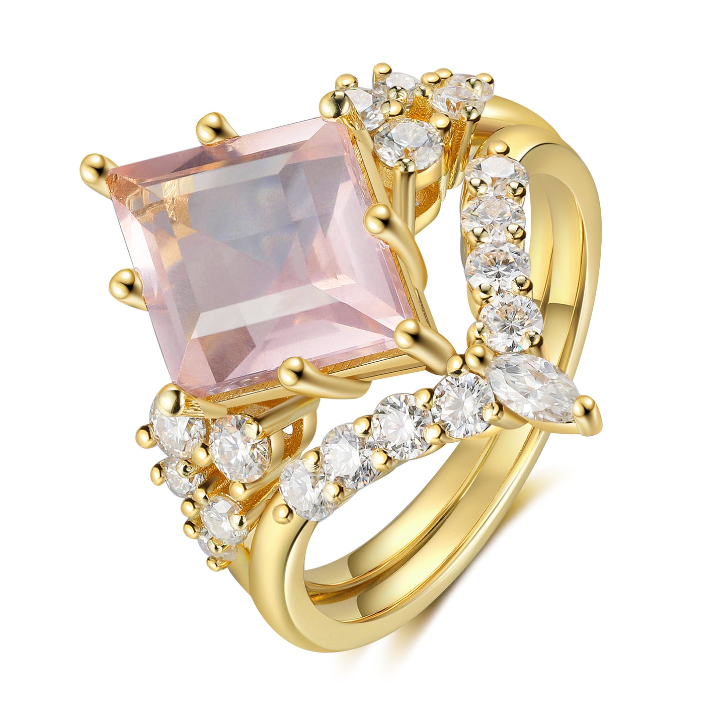 K Gold Natural Rose Quartz Ring