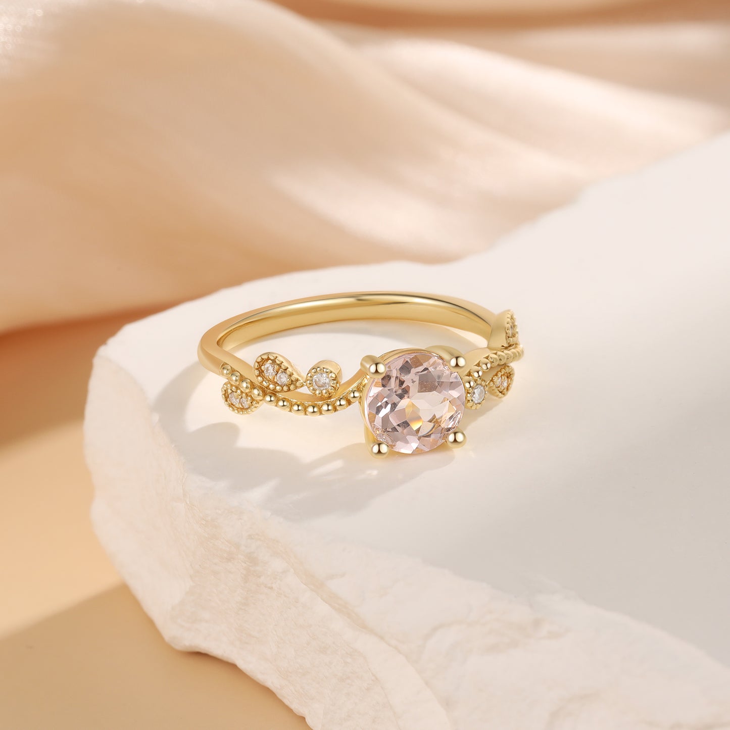 K Gold Natural Morganite Ring