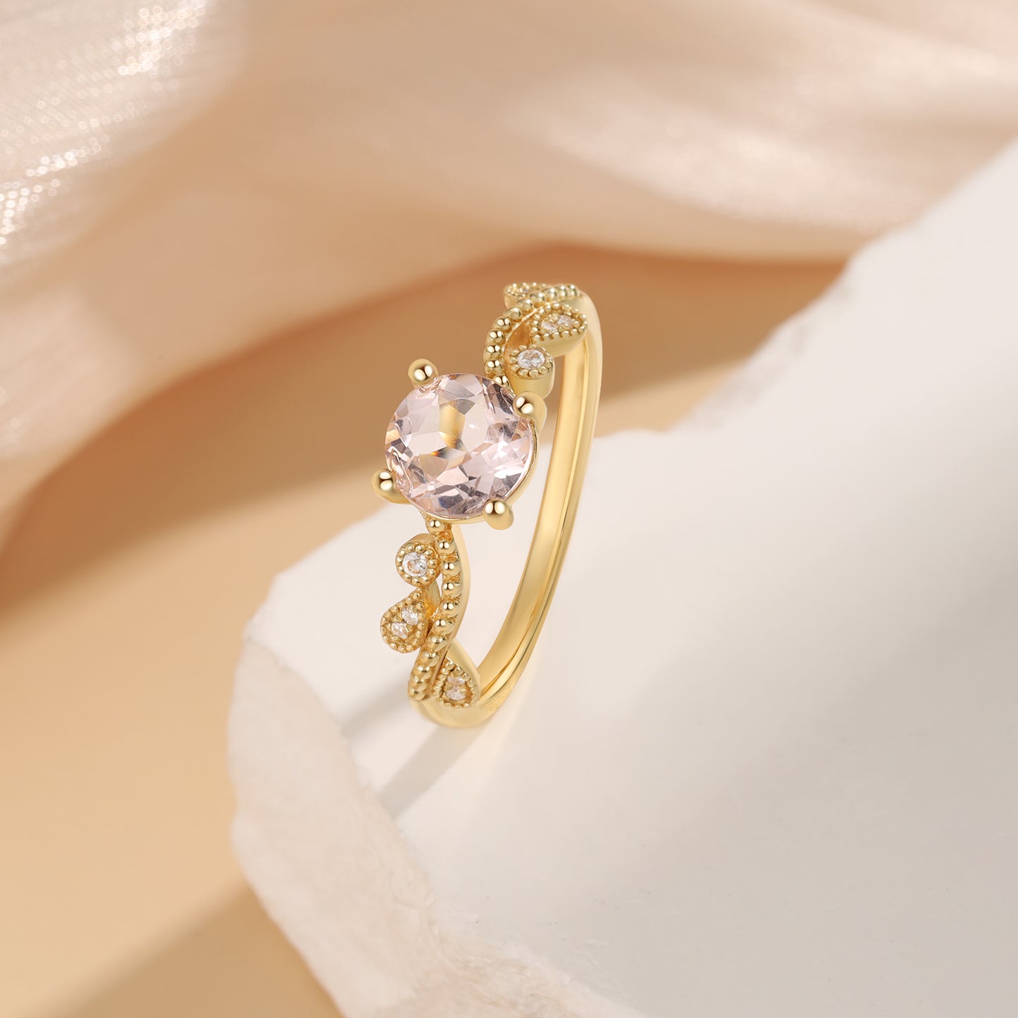 K Gold Natural Morganite Ring