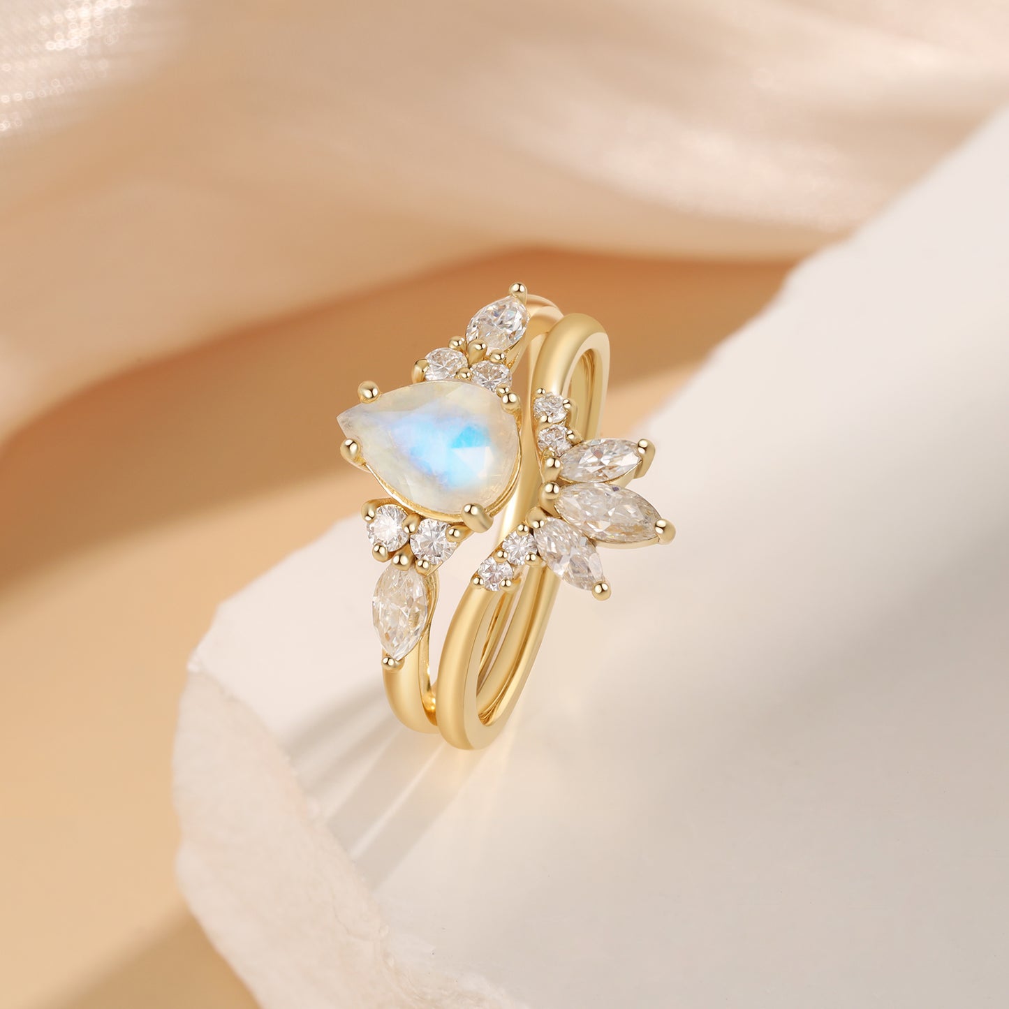 K Gold Natural Moonstone Ring