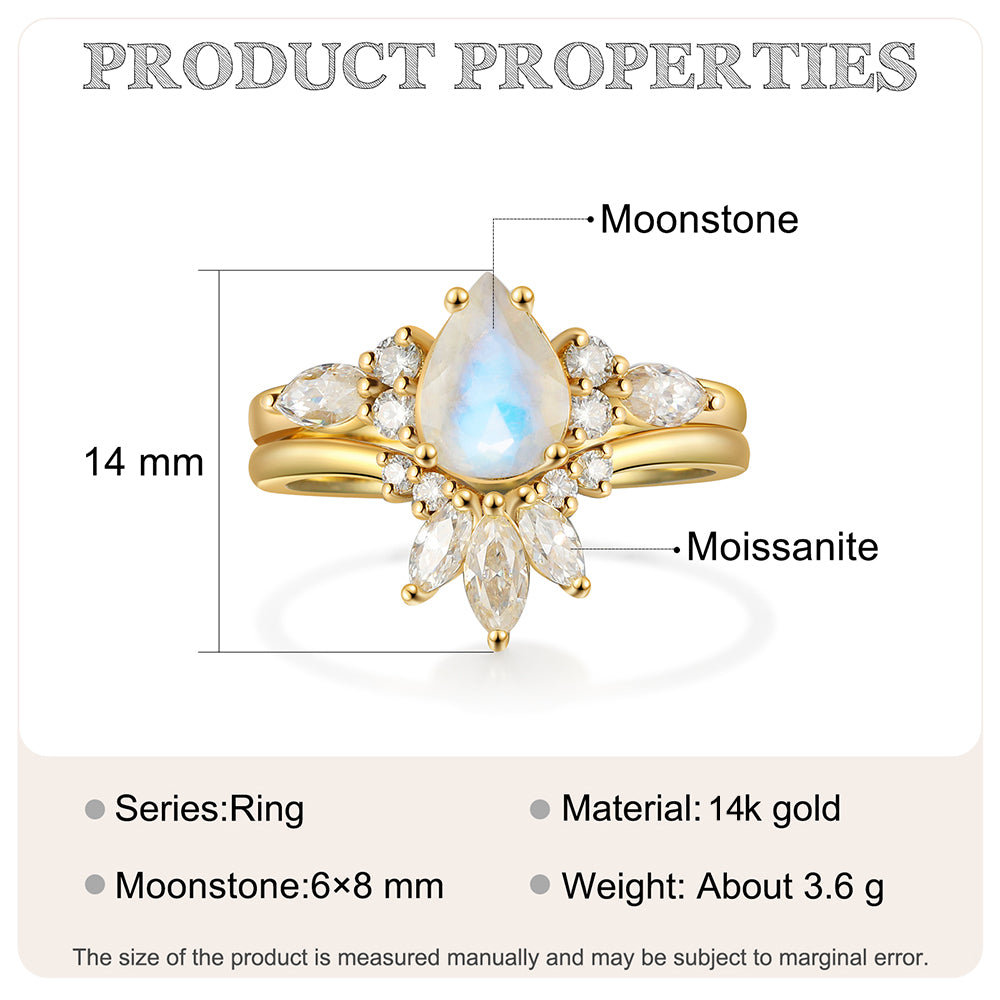 K Gold Natural Moonstone Ring