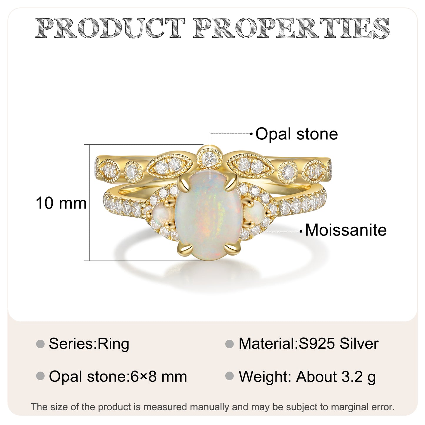 K Gold Natural Opal Stone Ring