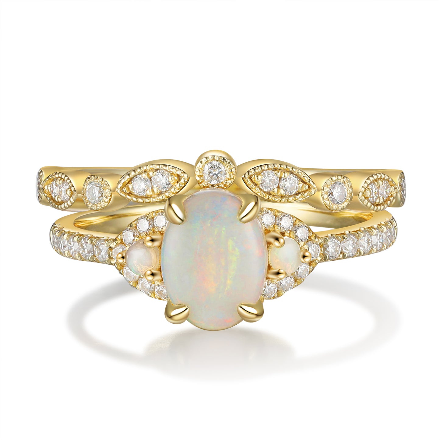K Gold Natural Opal Stone Ring