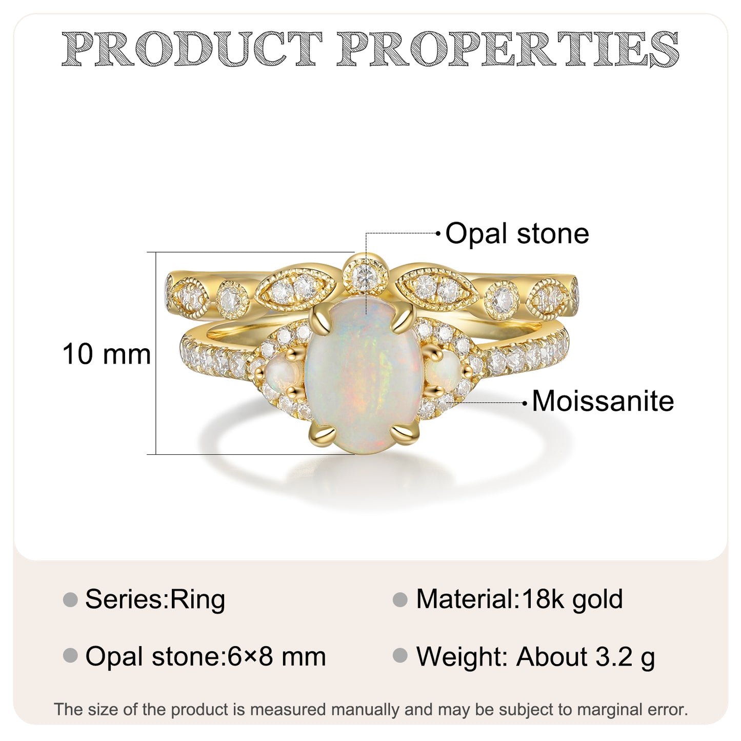K Gold Natural Opal Stone Ring