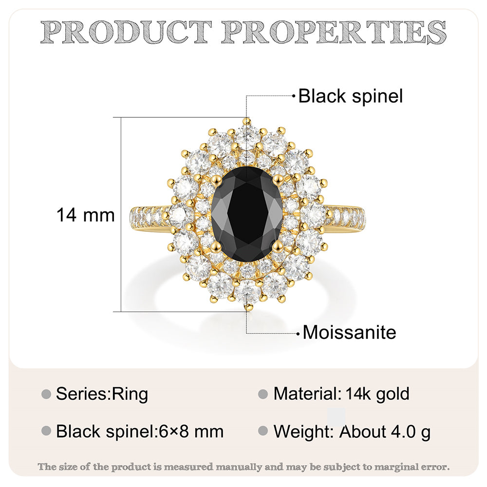 K Gold Natural Black Spinel Ring