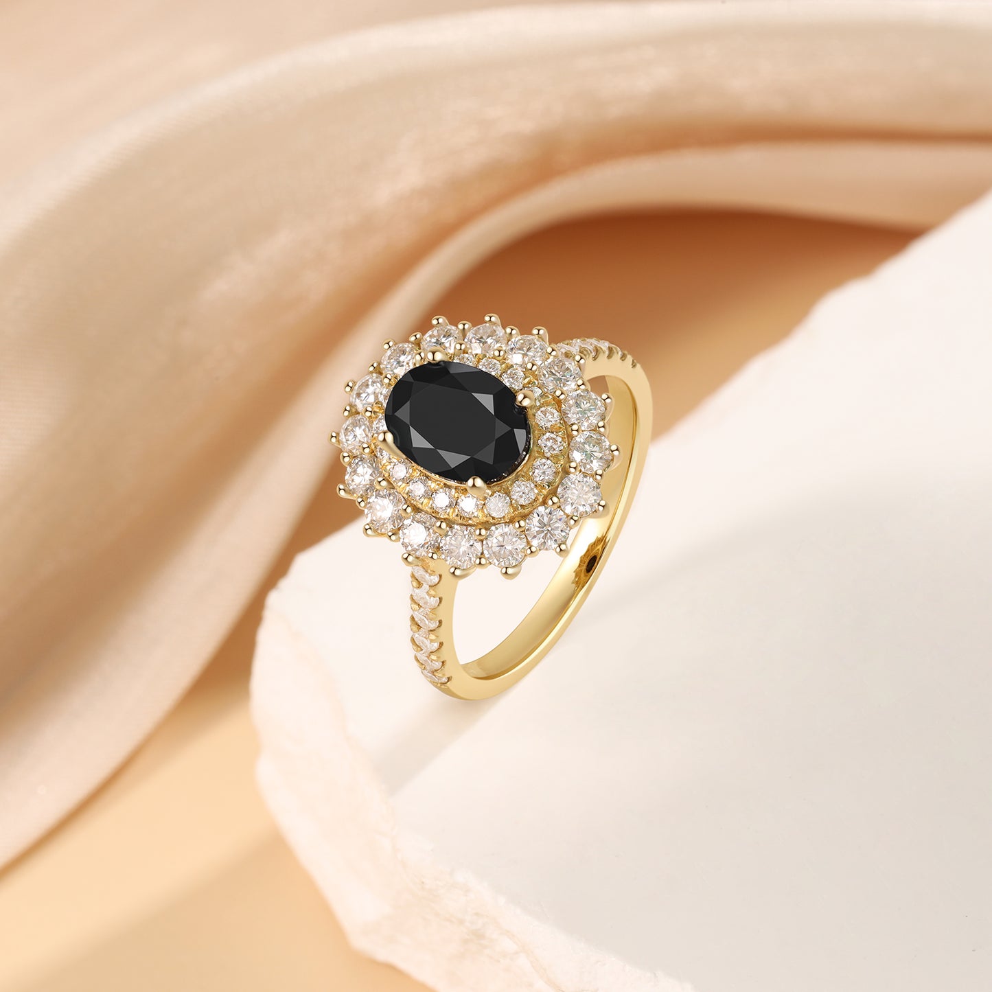 K Gold Natural Black Spinel Ring