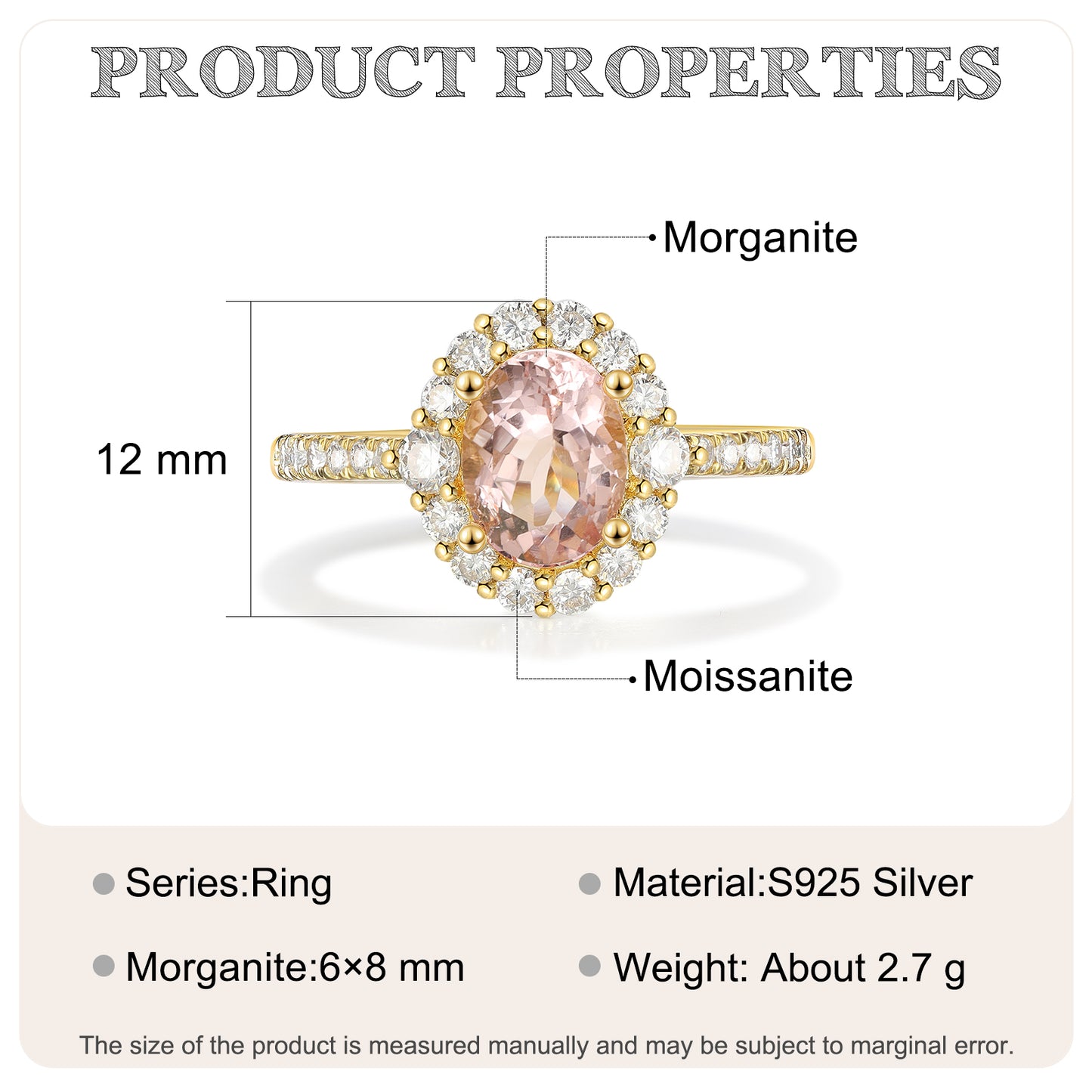 K Gold Natural Morganite Ring