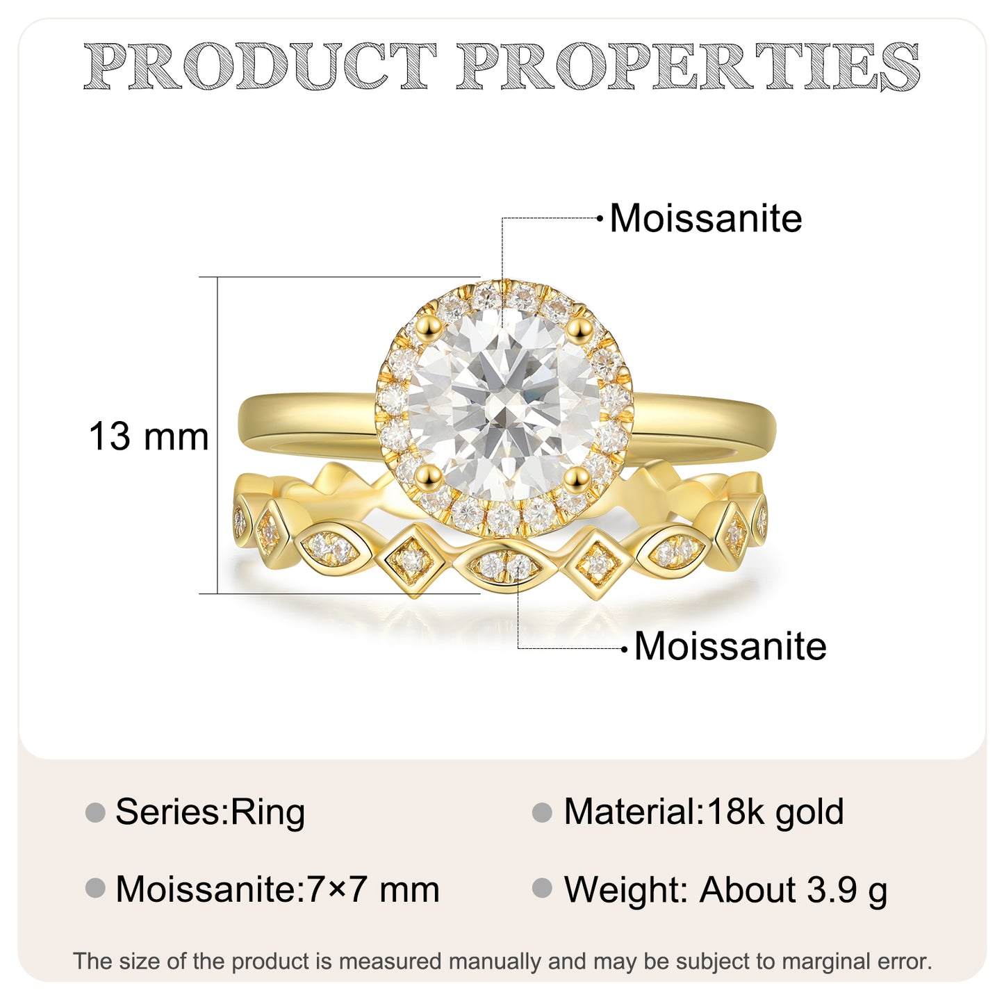 K Gold Natural Moissanite Ring