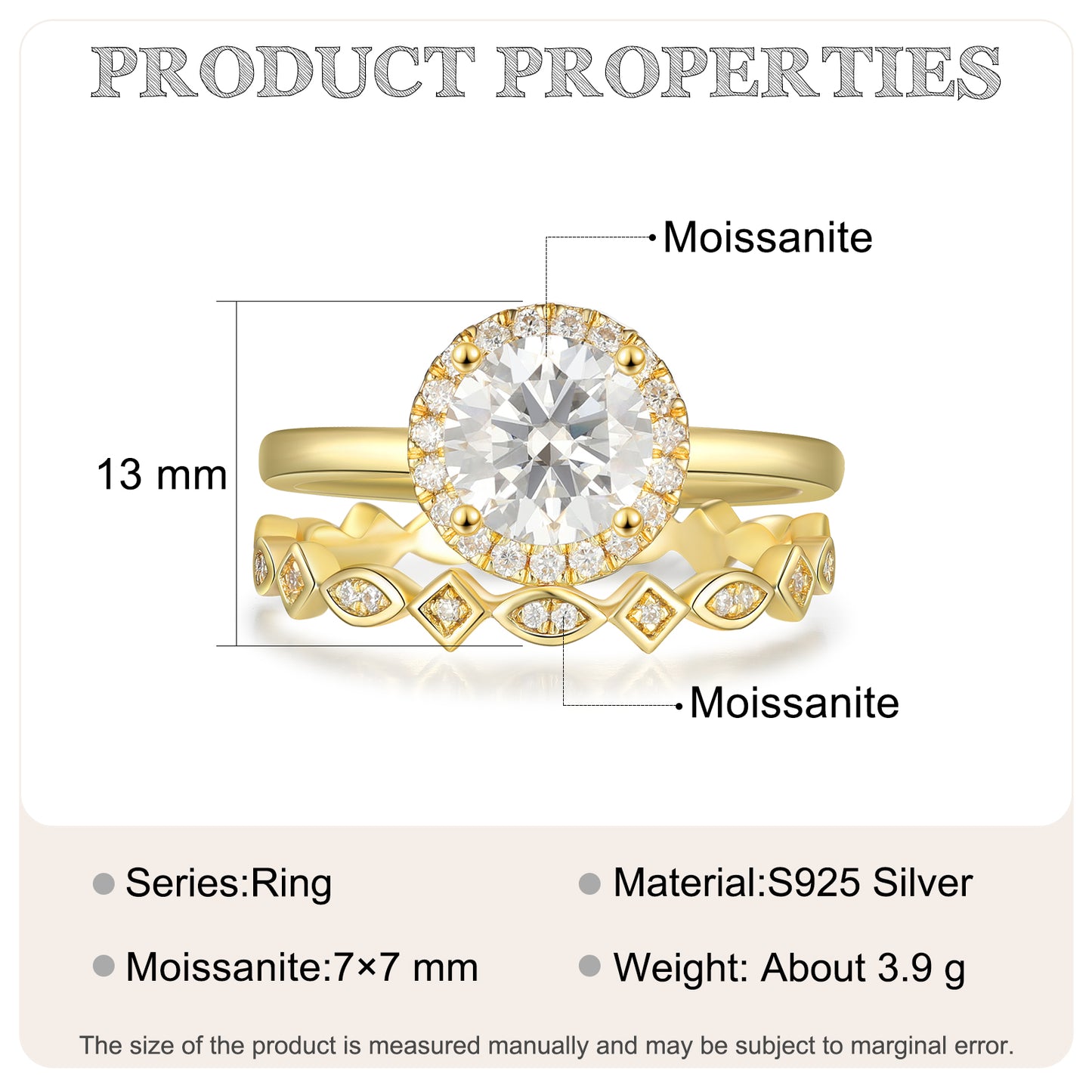 K Gold Natural Moissanite Ring