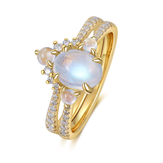 K Gold Natural Moonstone Ring