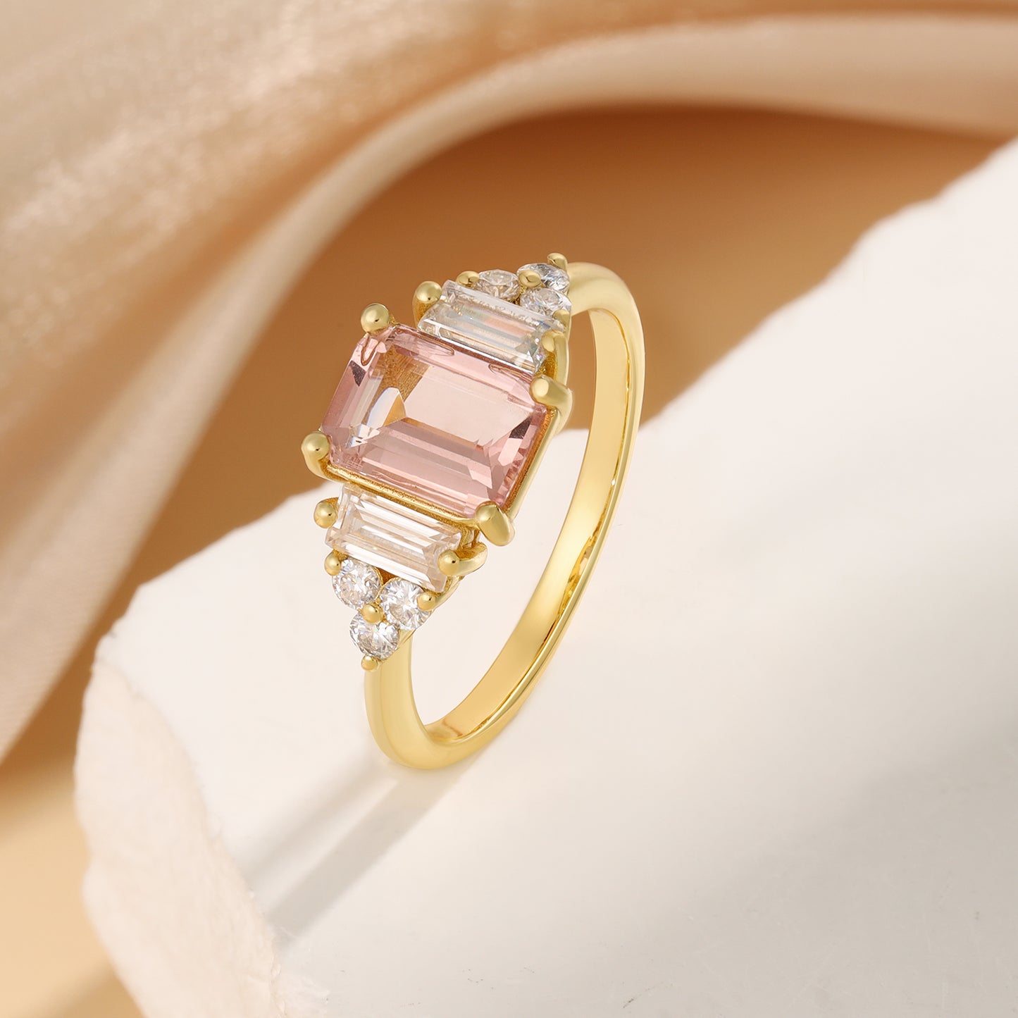 K Gold Natural Morganite Ring