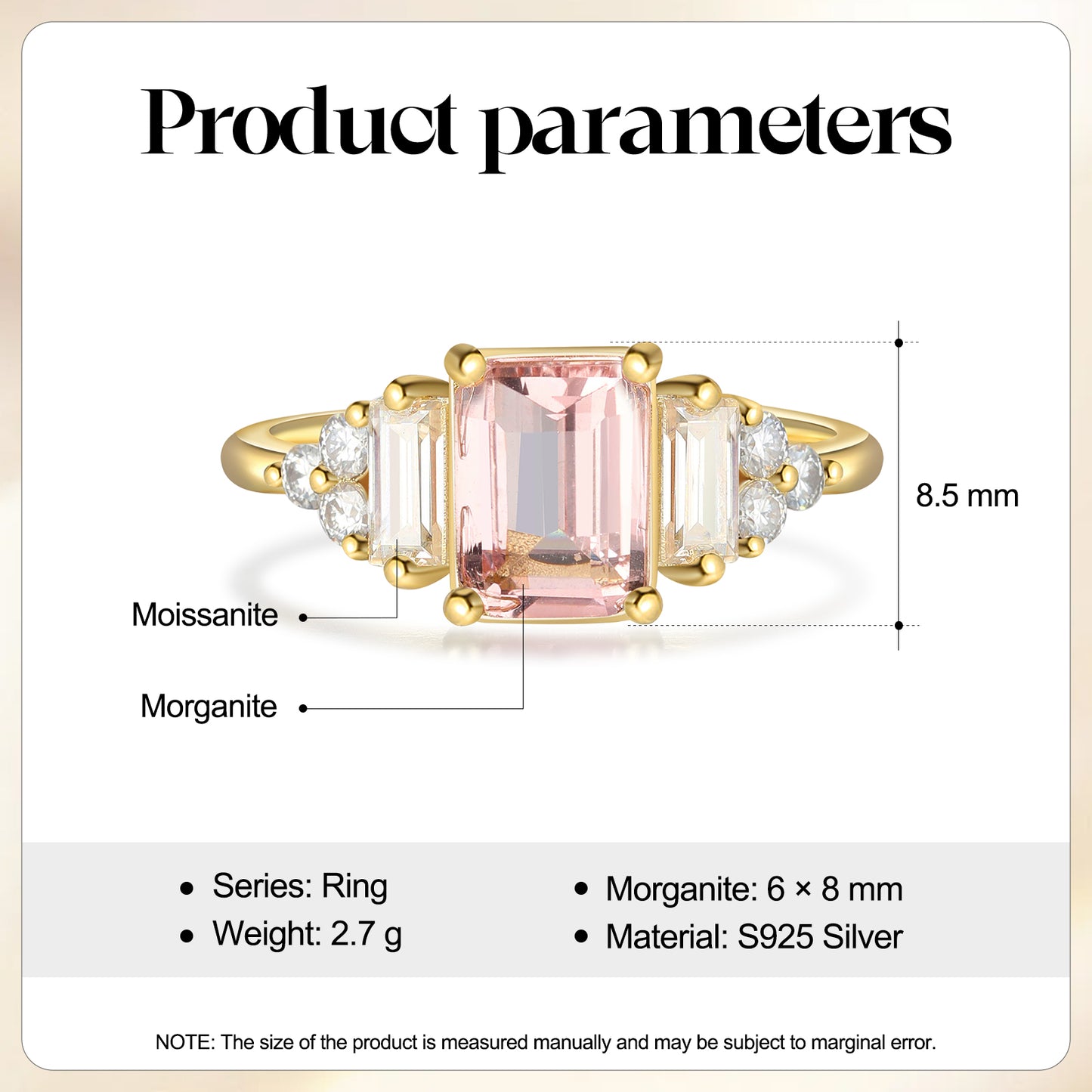 K Gold Natural Morganite Ring