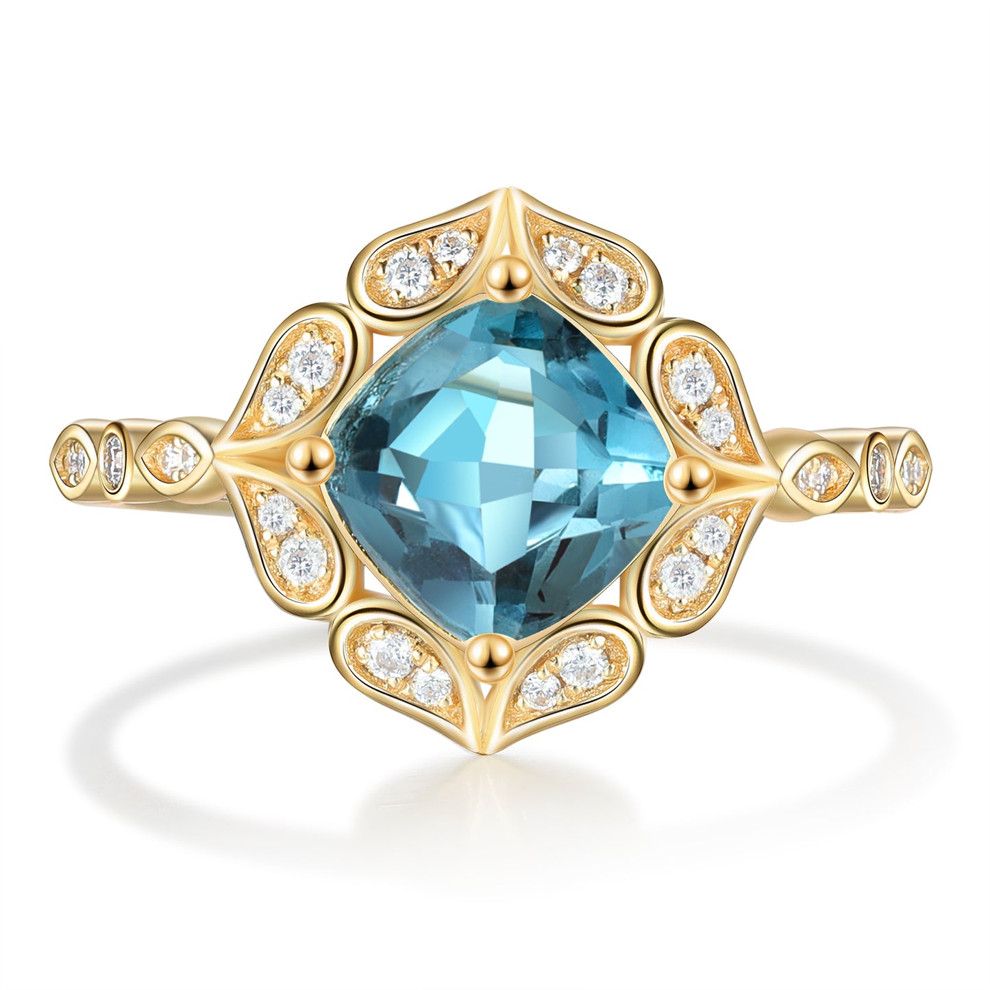 K Gold Natural Blue Topaz Ring