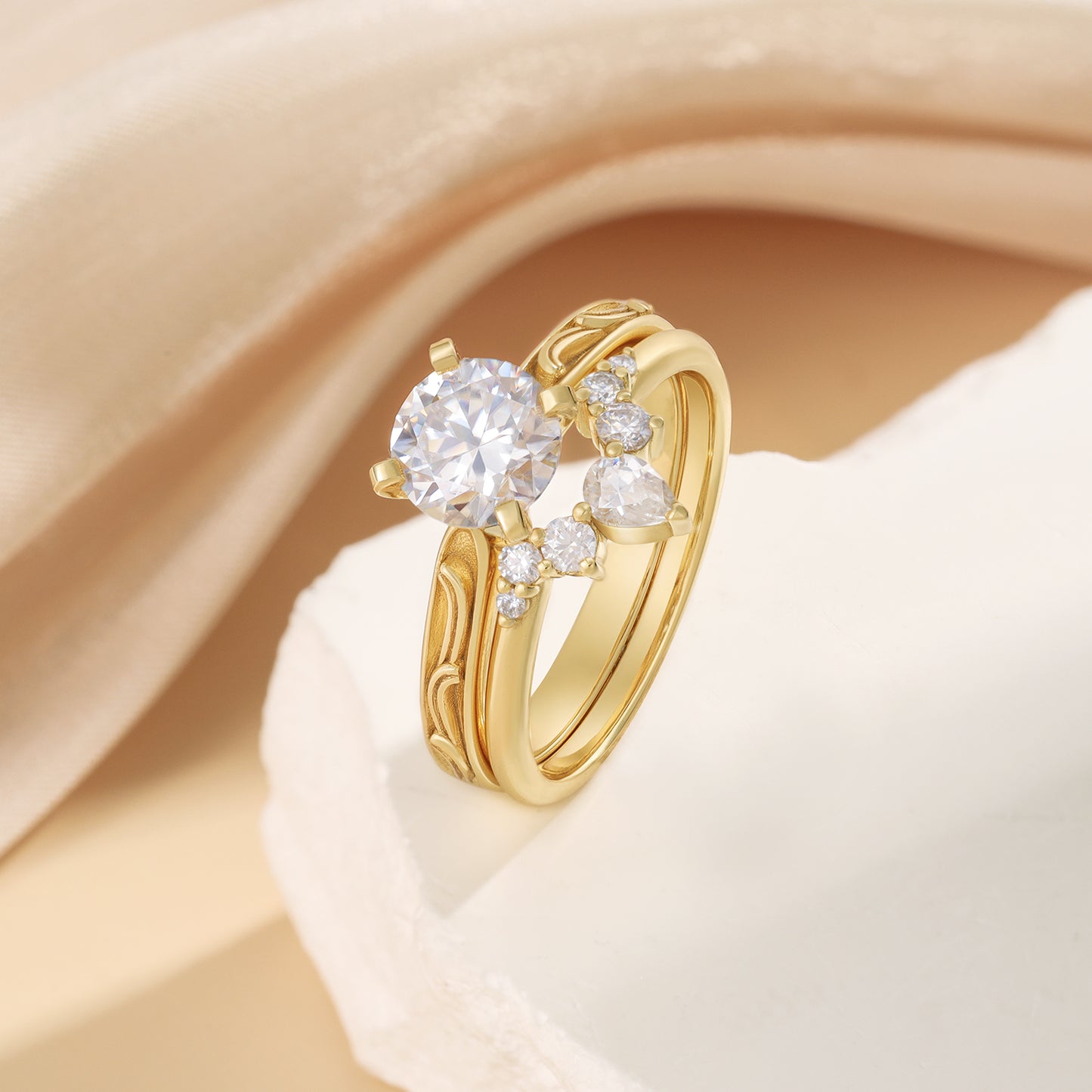 K Gold Natural Moissanite Ring