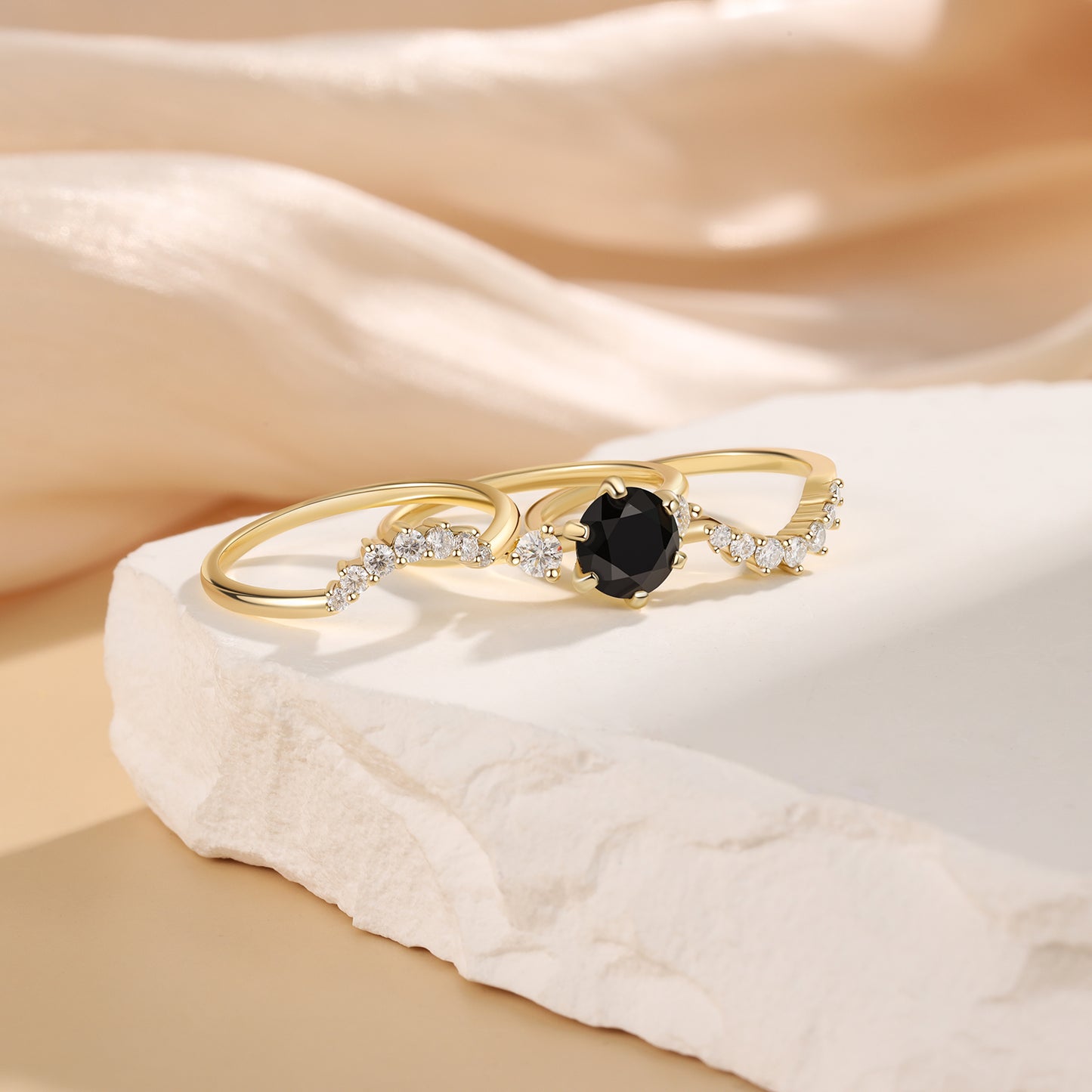 K Gold Natural Black Onyx Ring