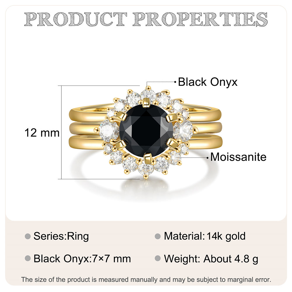 K Gold Natural Black Onyx Ring