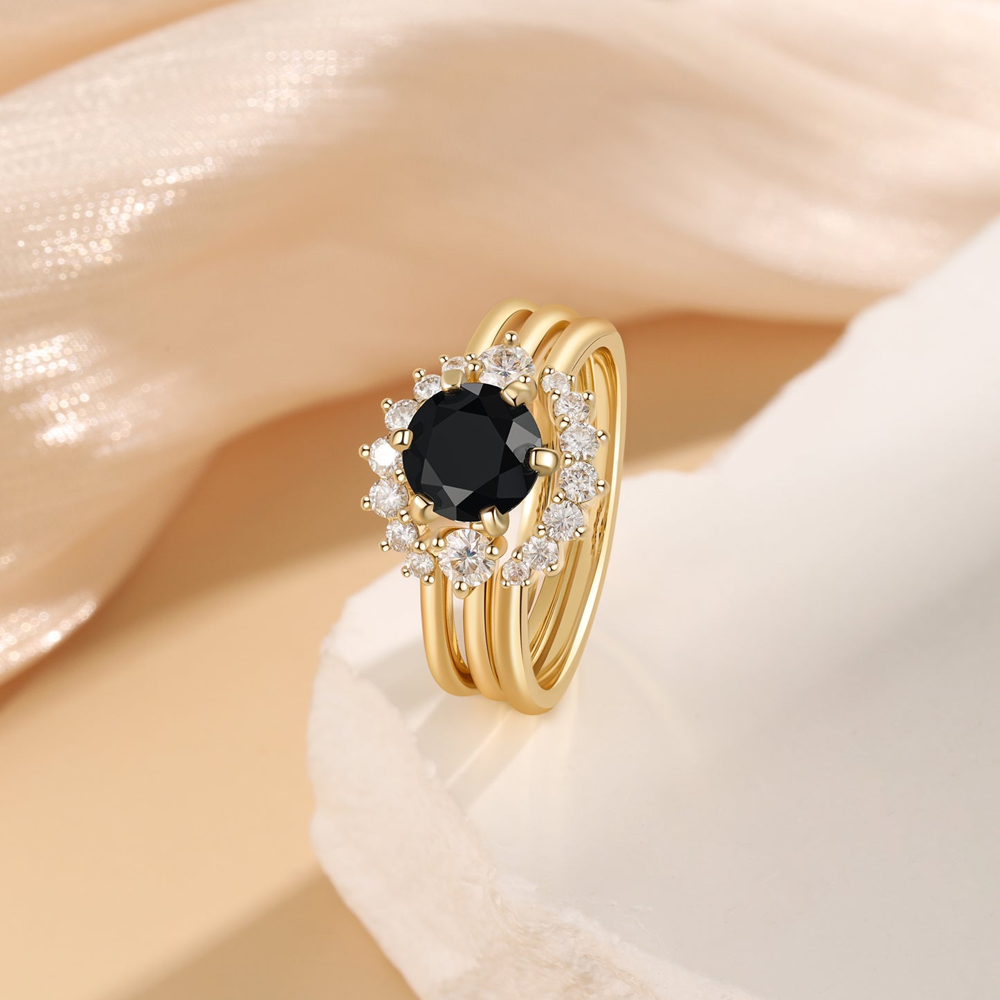 K Gold Natural Black Onyx Ring