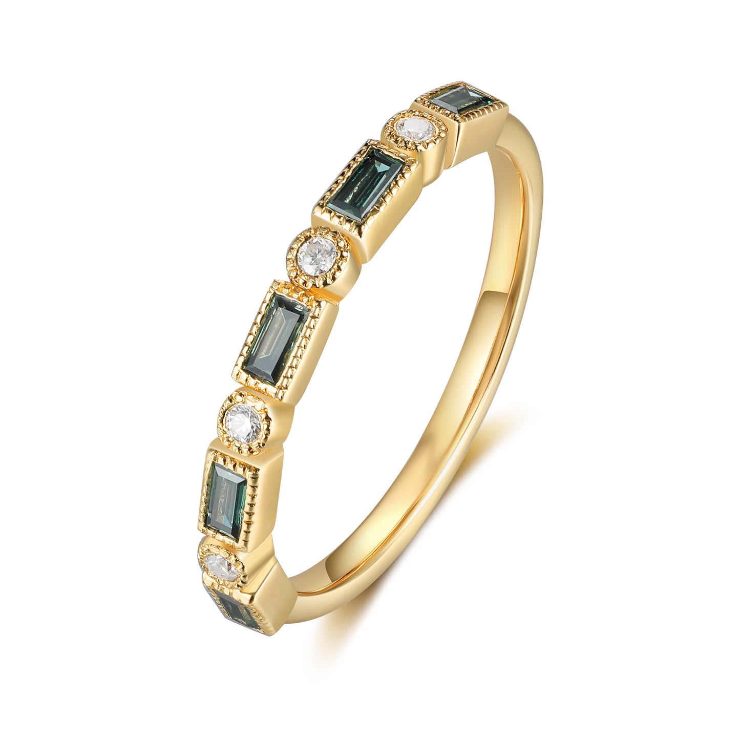 K Gold Natural Green Moissanite Ring