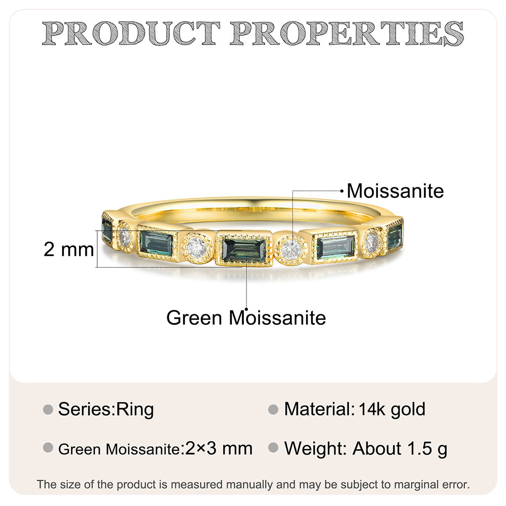K Gold Natural Green Moissanite Ring