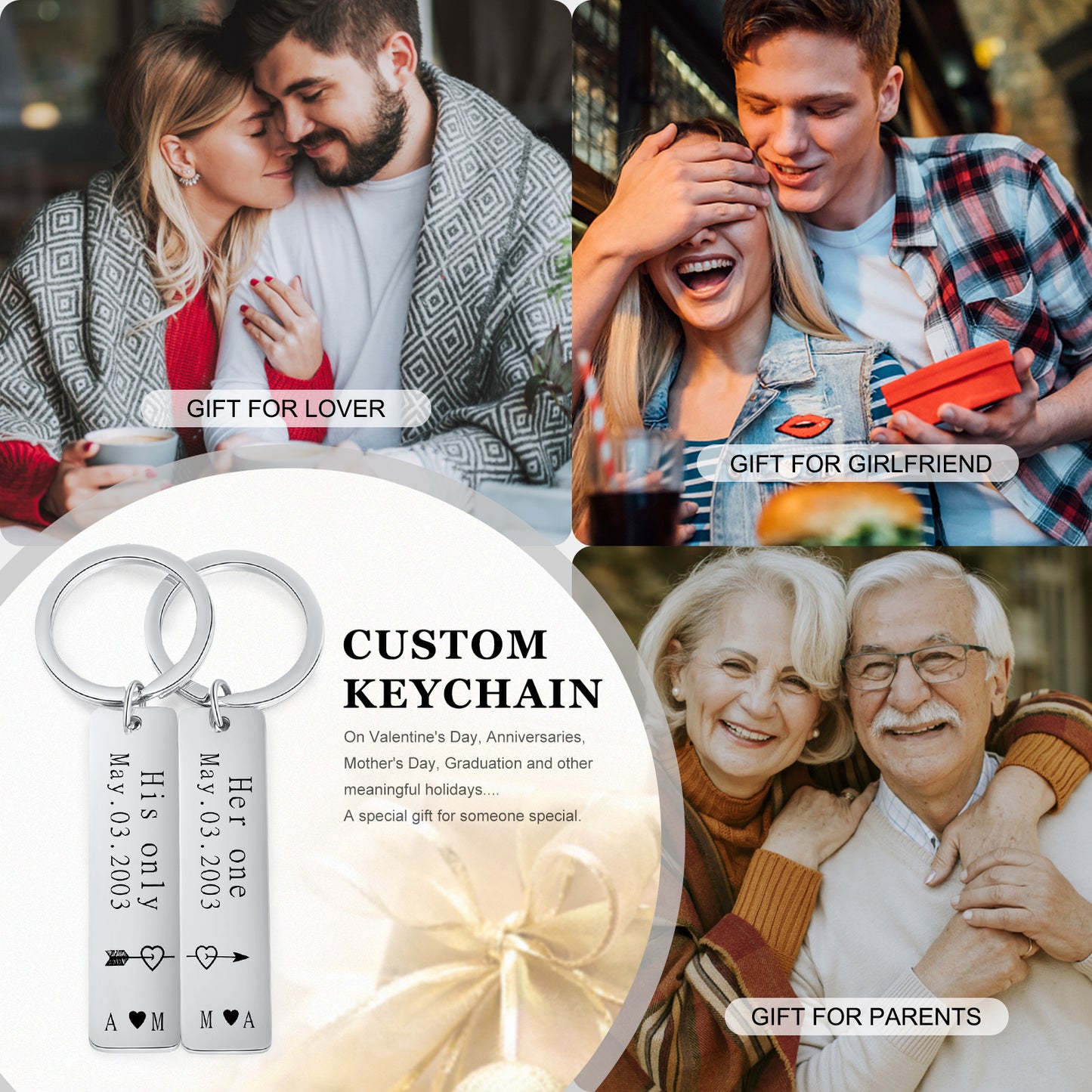 Stainless Steel Couple Keychain