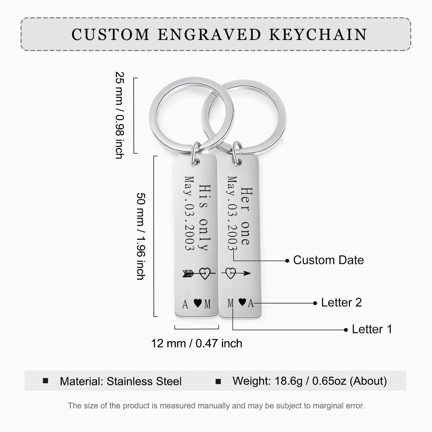 Stainless Steel Couple Keychain