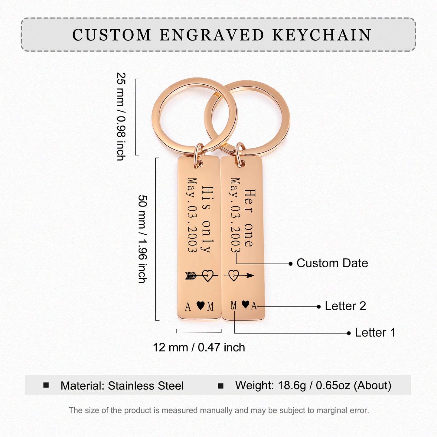 Stainless Steel Couple Keychain