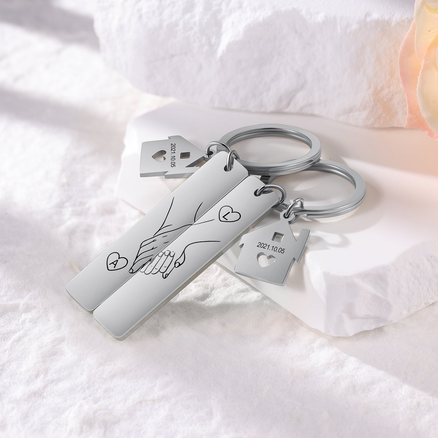 Stainless Steel Couple Keychain