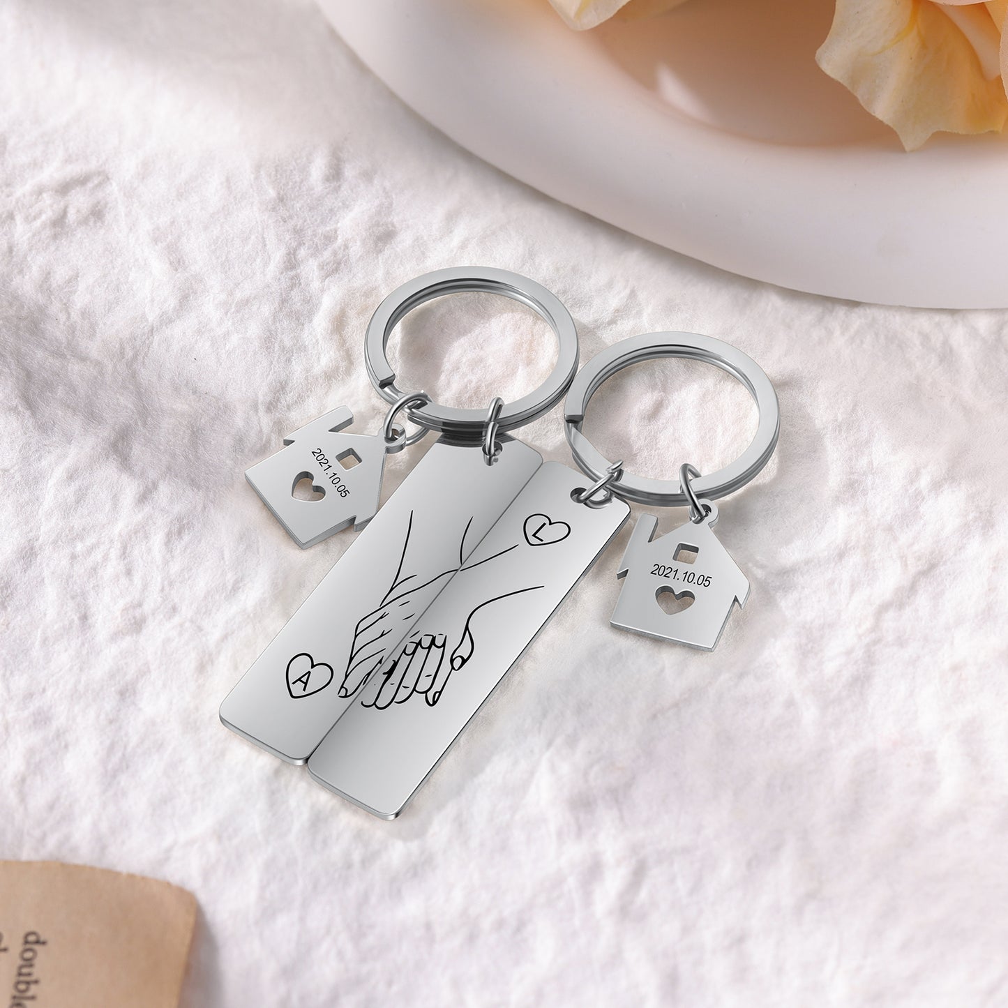 Stainless Steel Couple Keychain