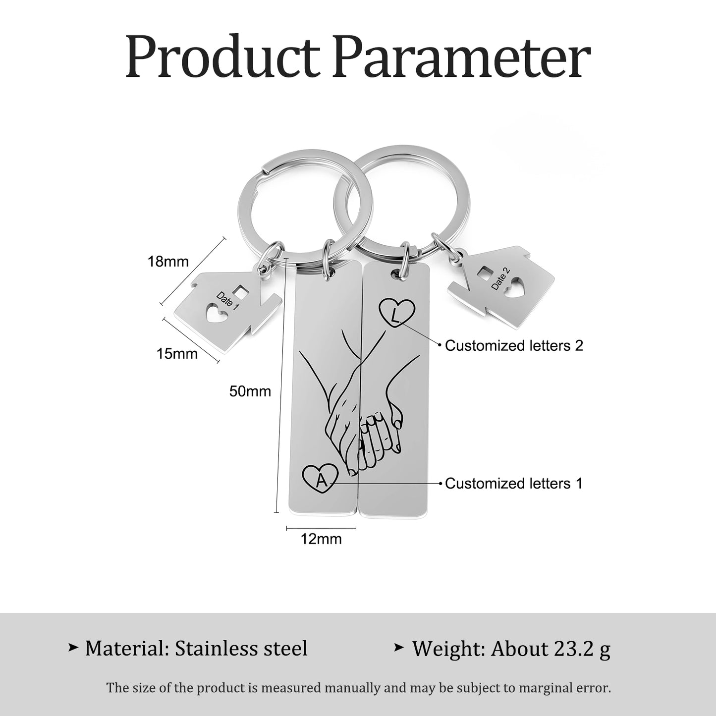 Stainless Steel Couple Keychain