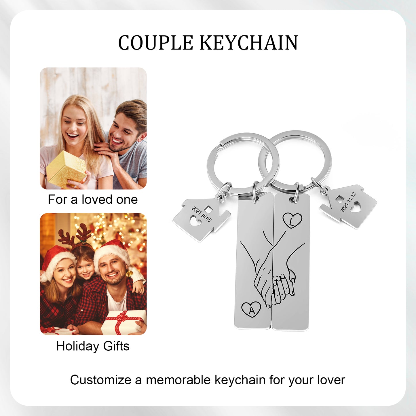Stainless Steel Couple Keychain