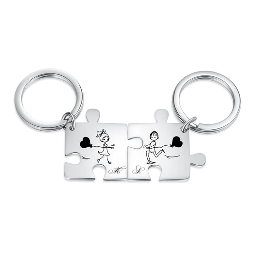 Stainless Steel Couple Puzzle Keychian
