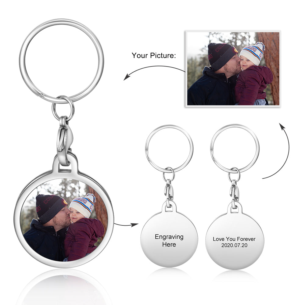 Personalized Stainless Steel Photo Keychain