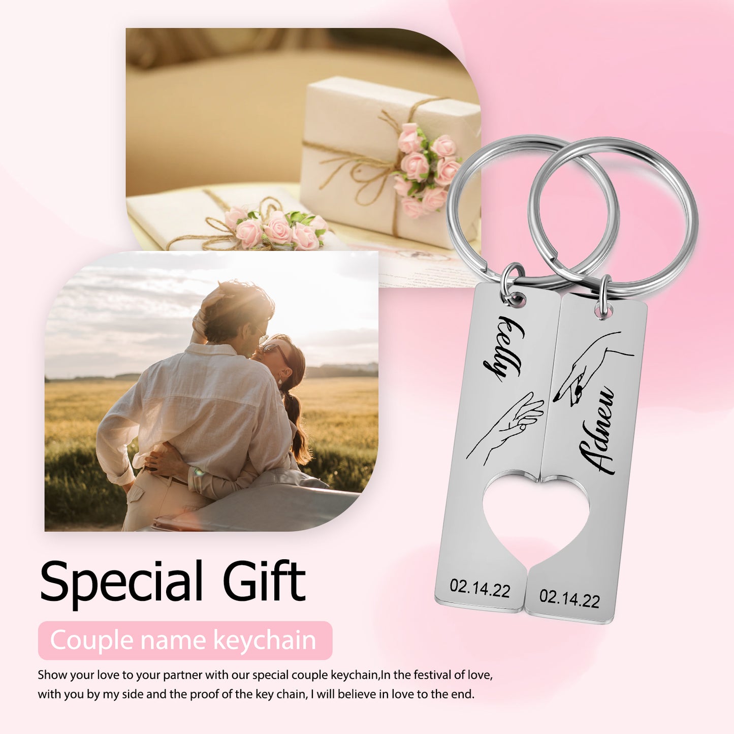 Stainless Steel Couple Keychain