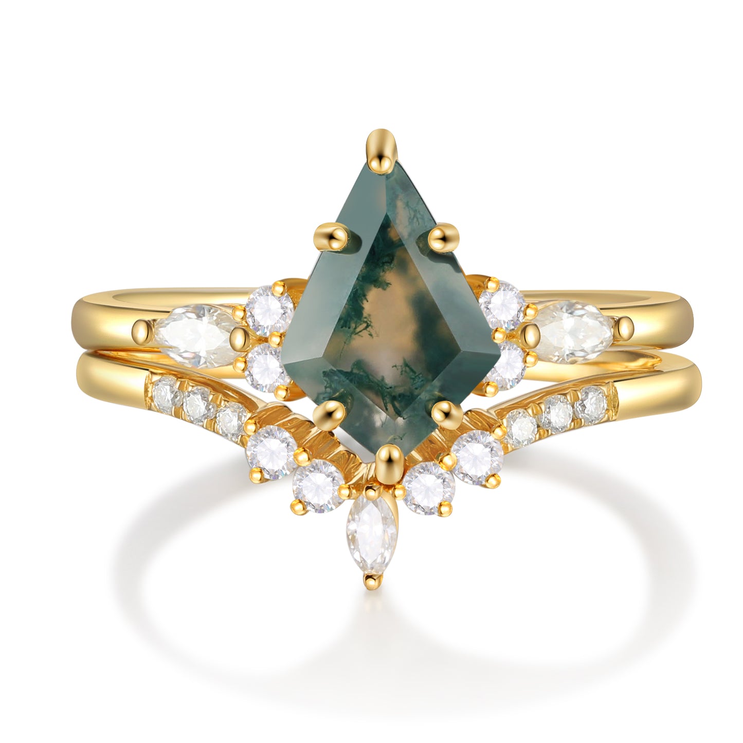 K Gold Natural Moss Agate Ring