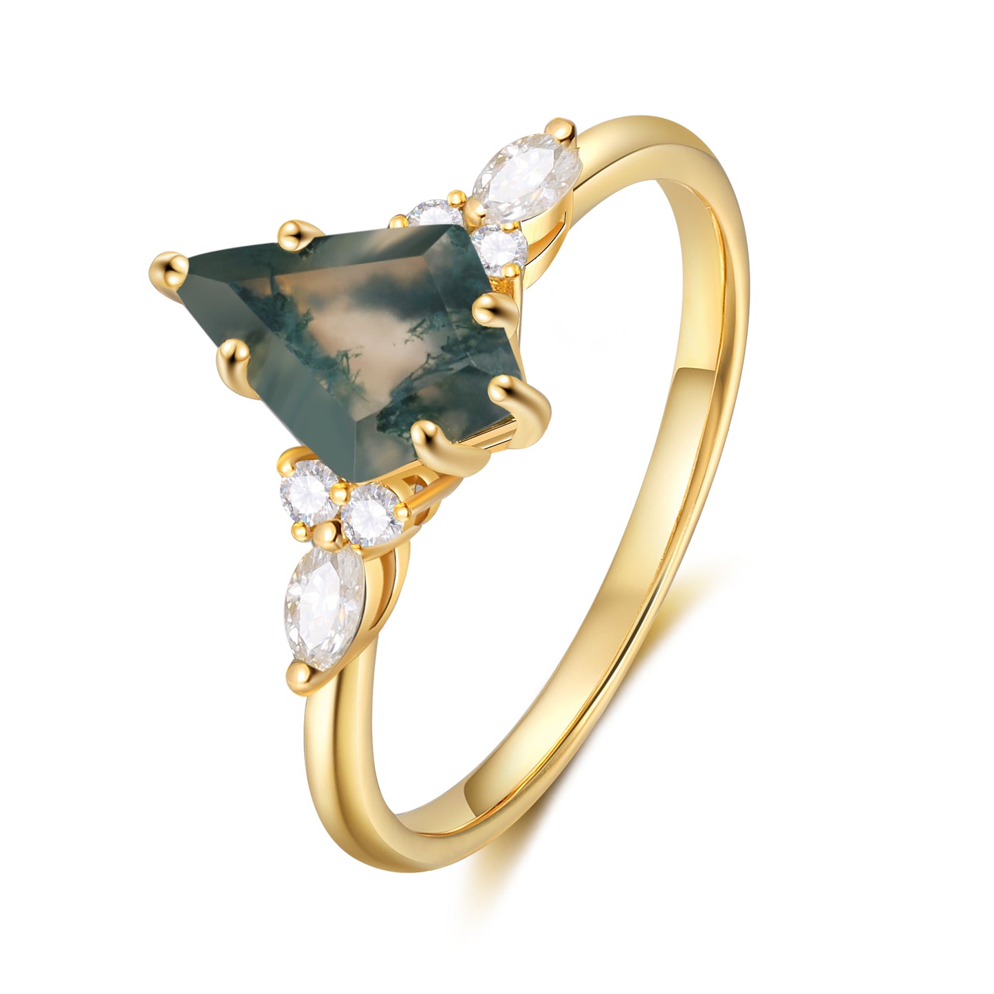 K Gold Natural Moss Agate Ring