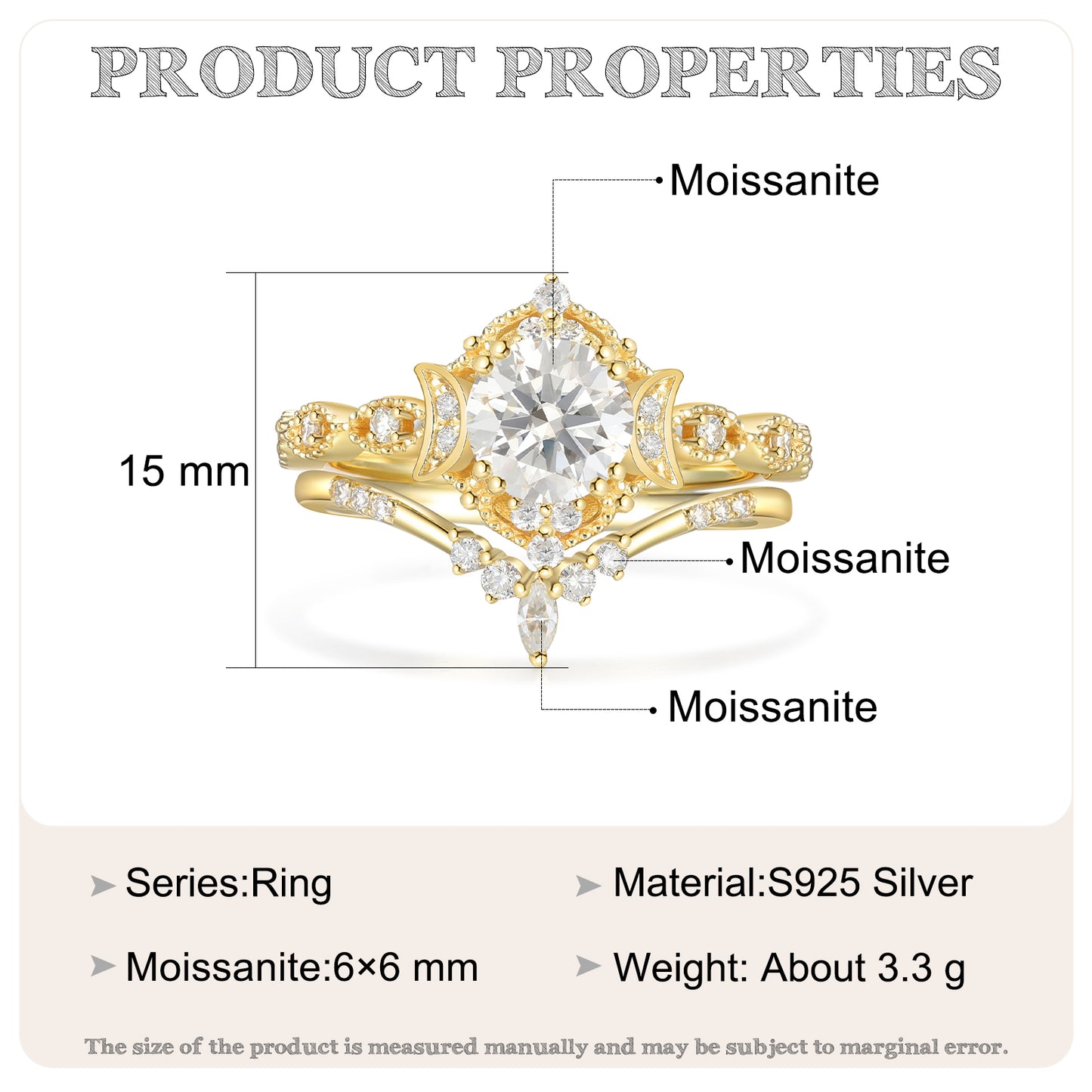 K Gold Natural Moissanite Ring