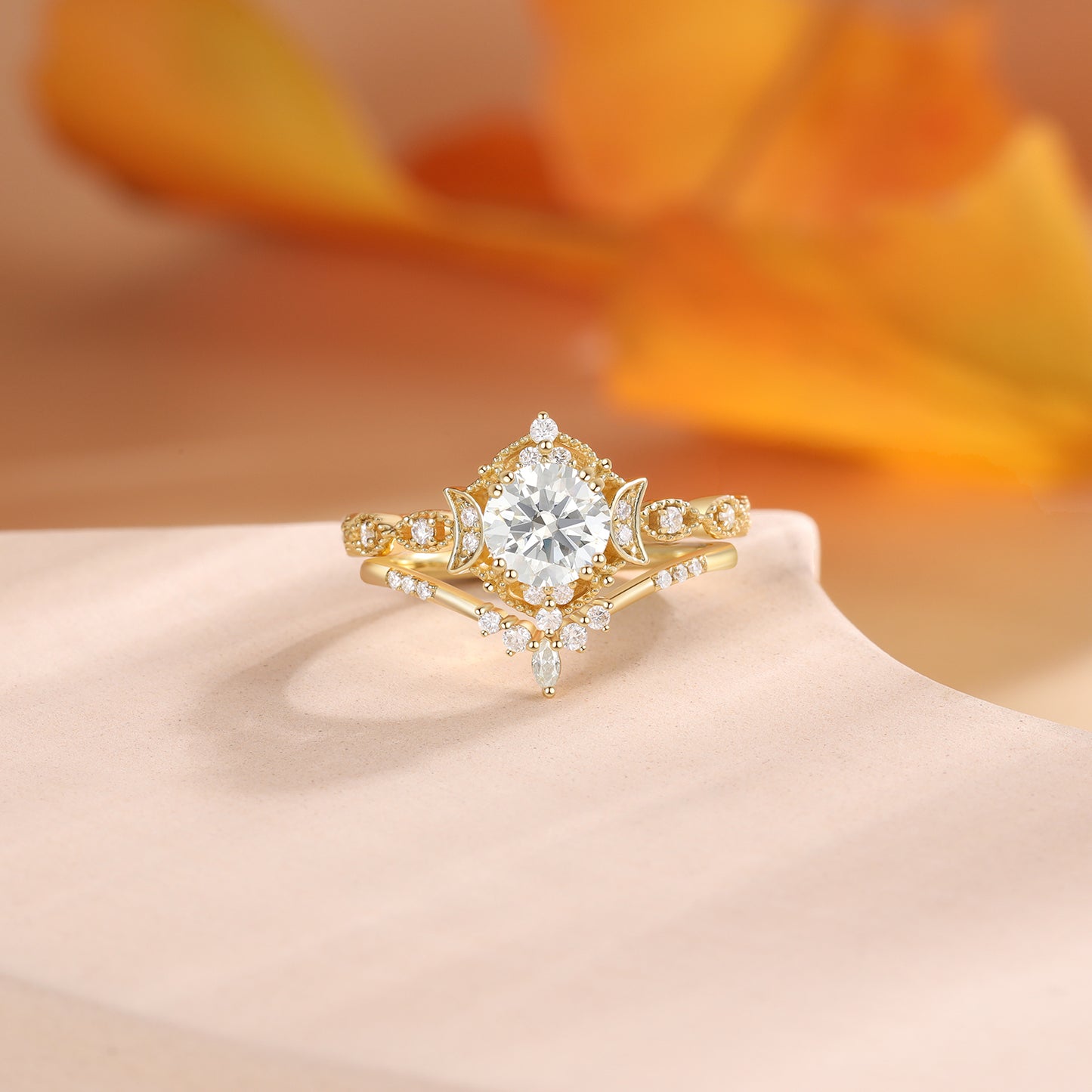 K Gold Natural Moissanite Ring