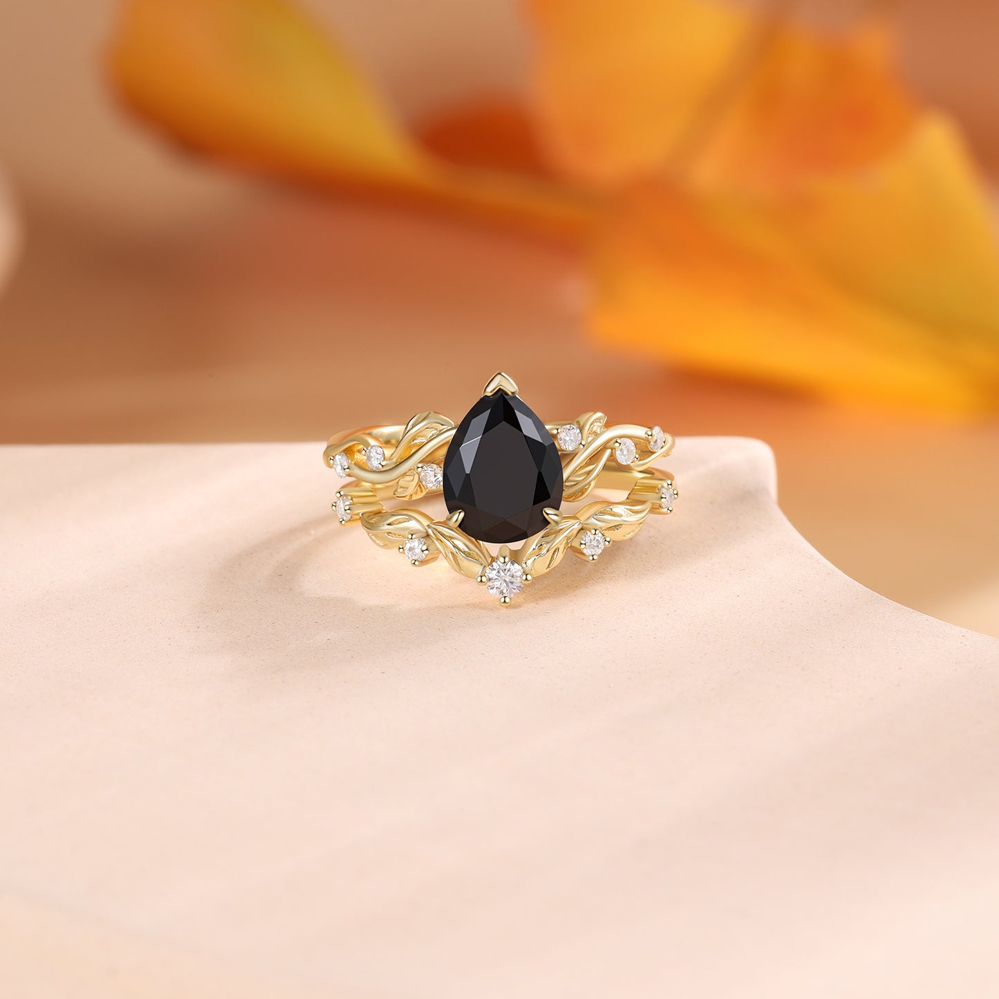 K Gold Natural Black Onyx Ring