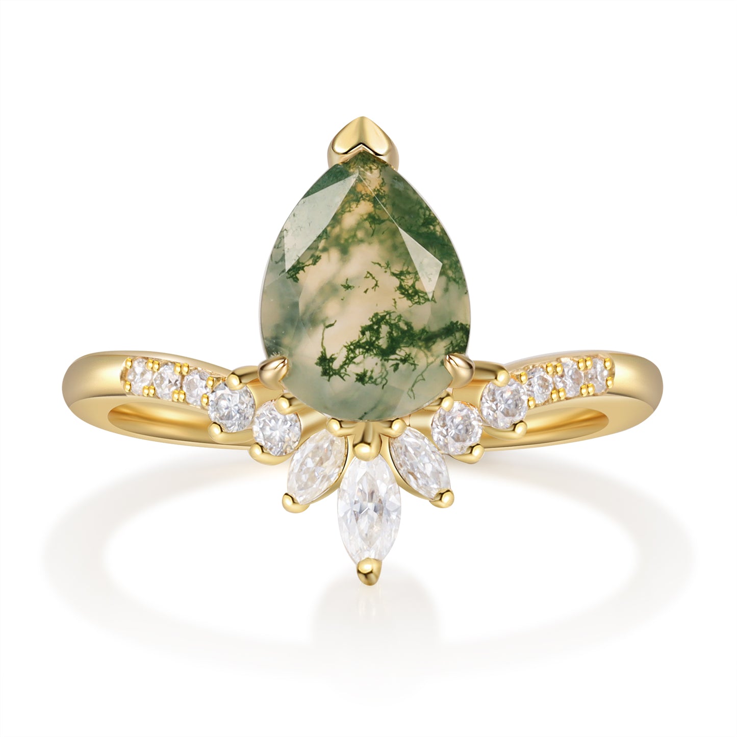 K Gold Natural Moss Agate Ring