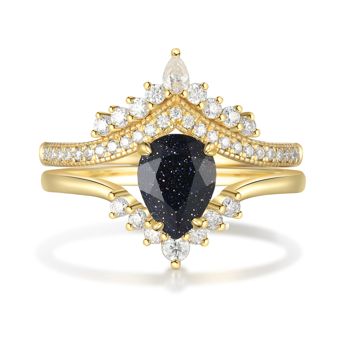 K Gold Natural Blue Sandstone Ring