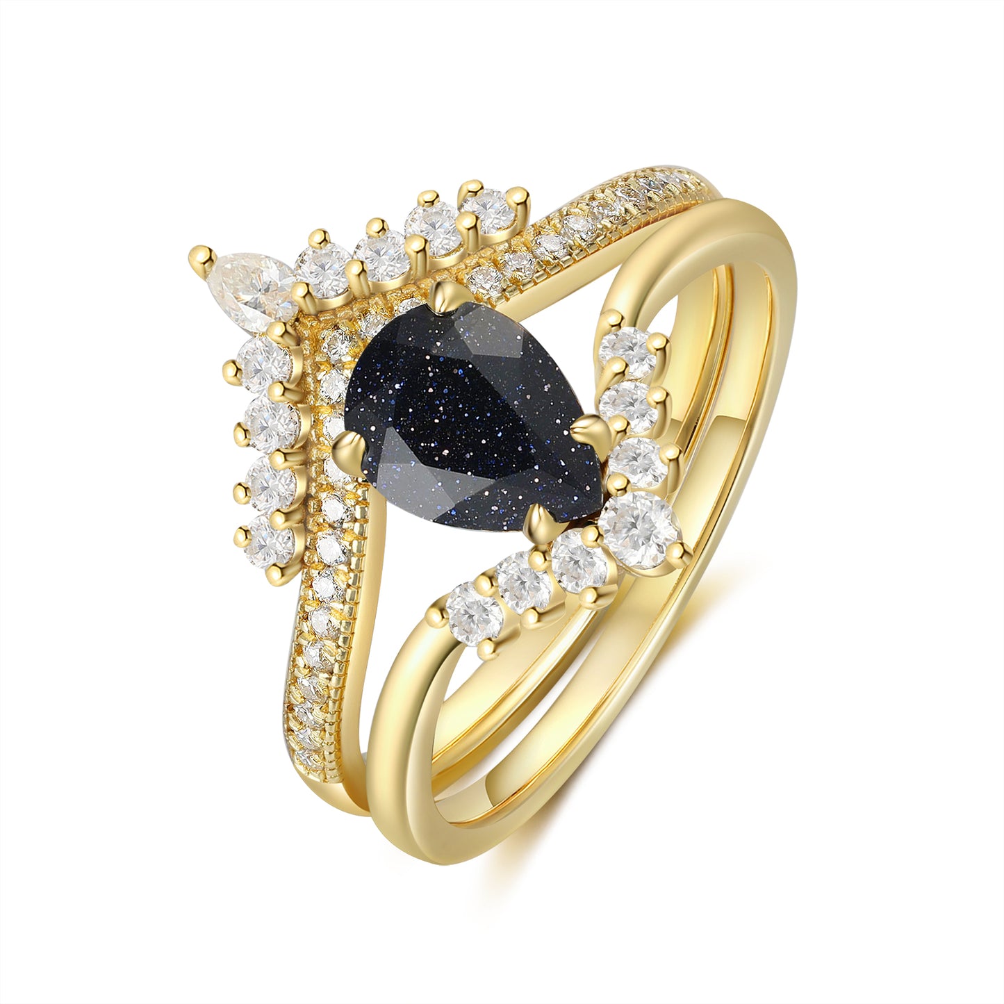 K Gold Natural Blue Sandstone Ring