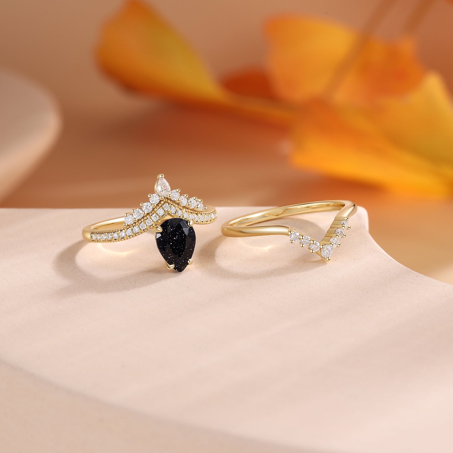 K Gold Natural Blue Sandstone Ring