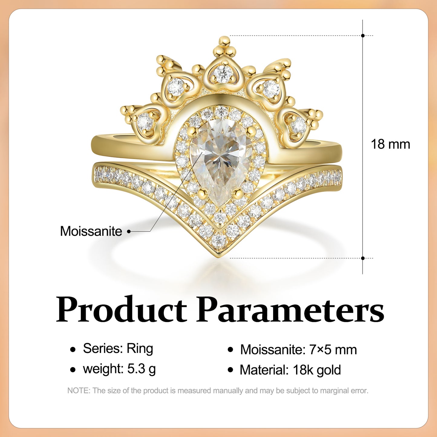 K Gold Natural Moissanite Ring