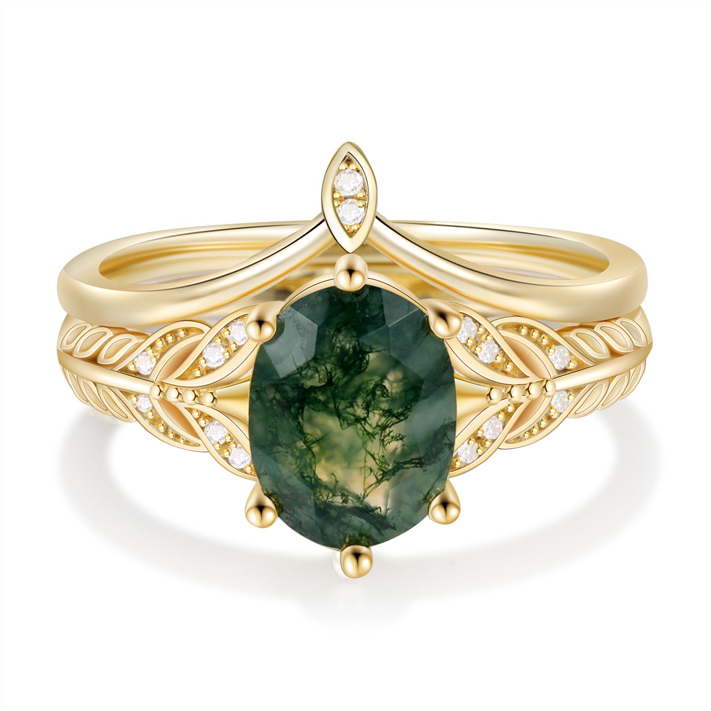 K Gold Moss Agate Ring