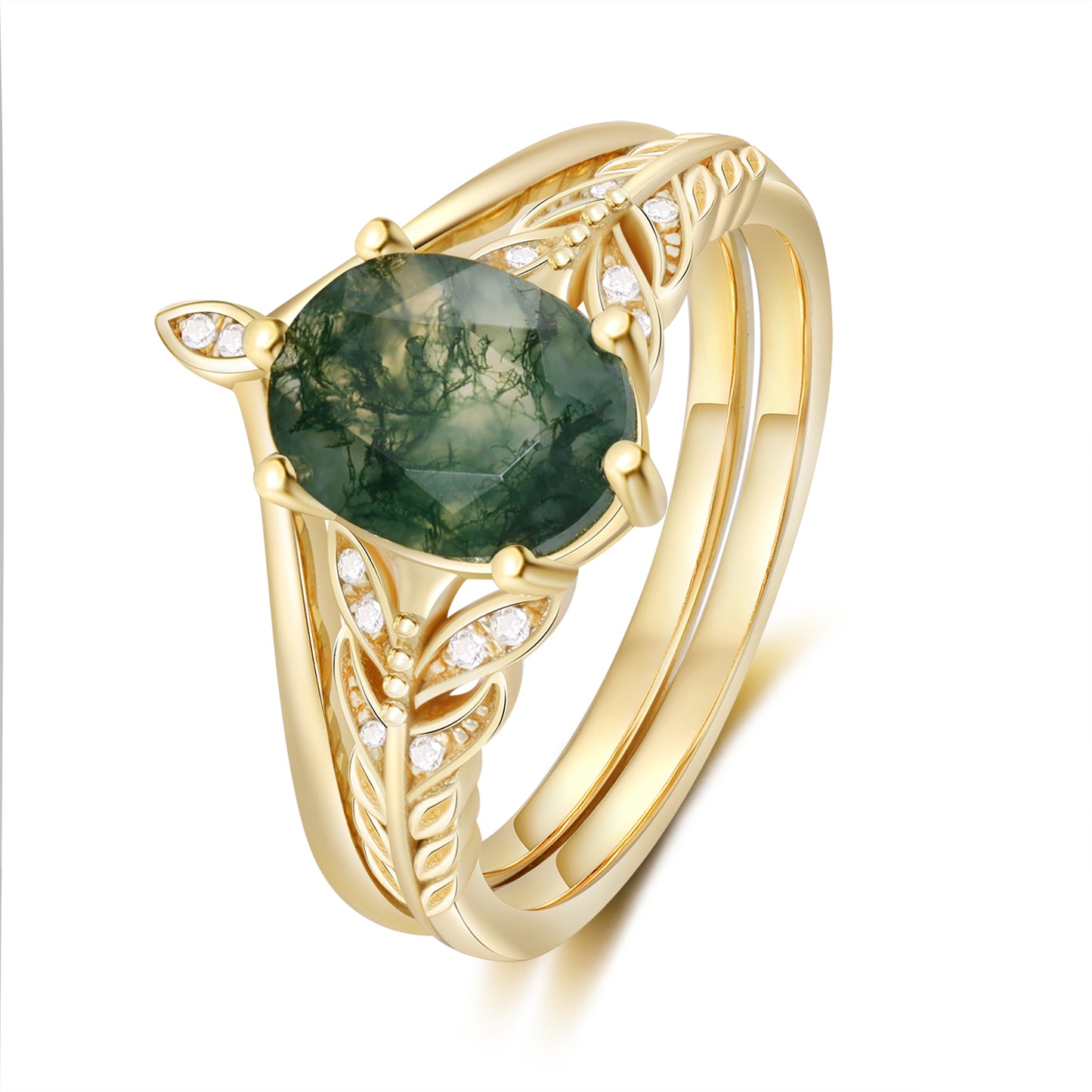 K Gold Moss Agate Ring