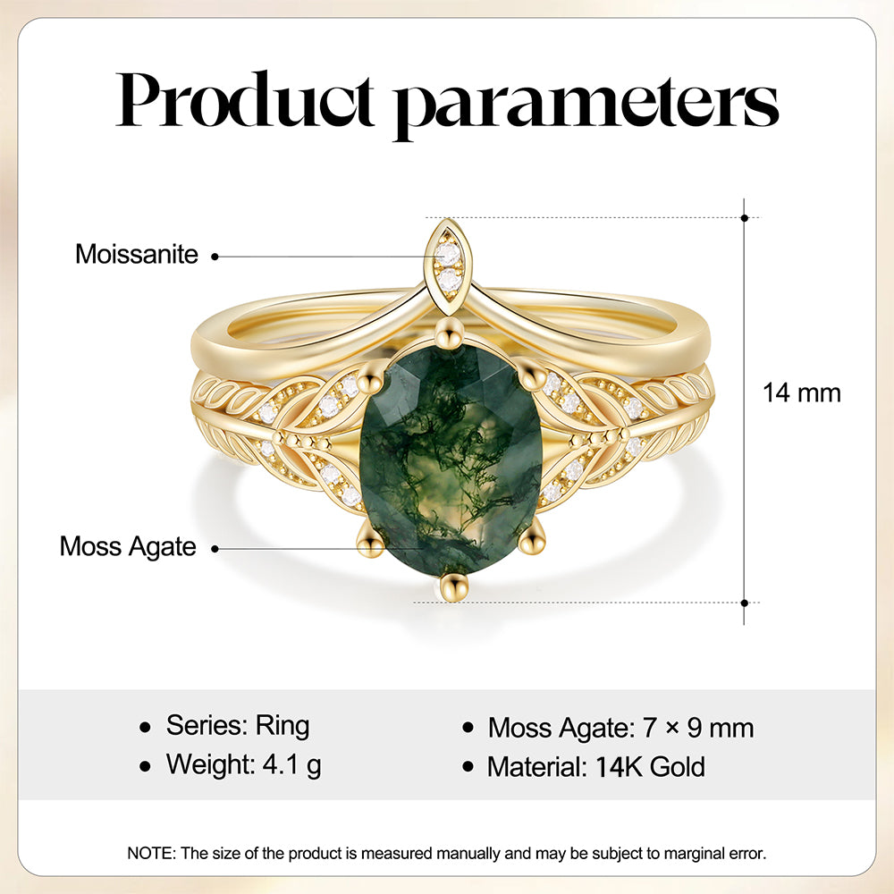 K Gold Moss Agate Ring