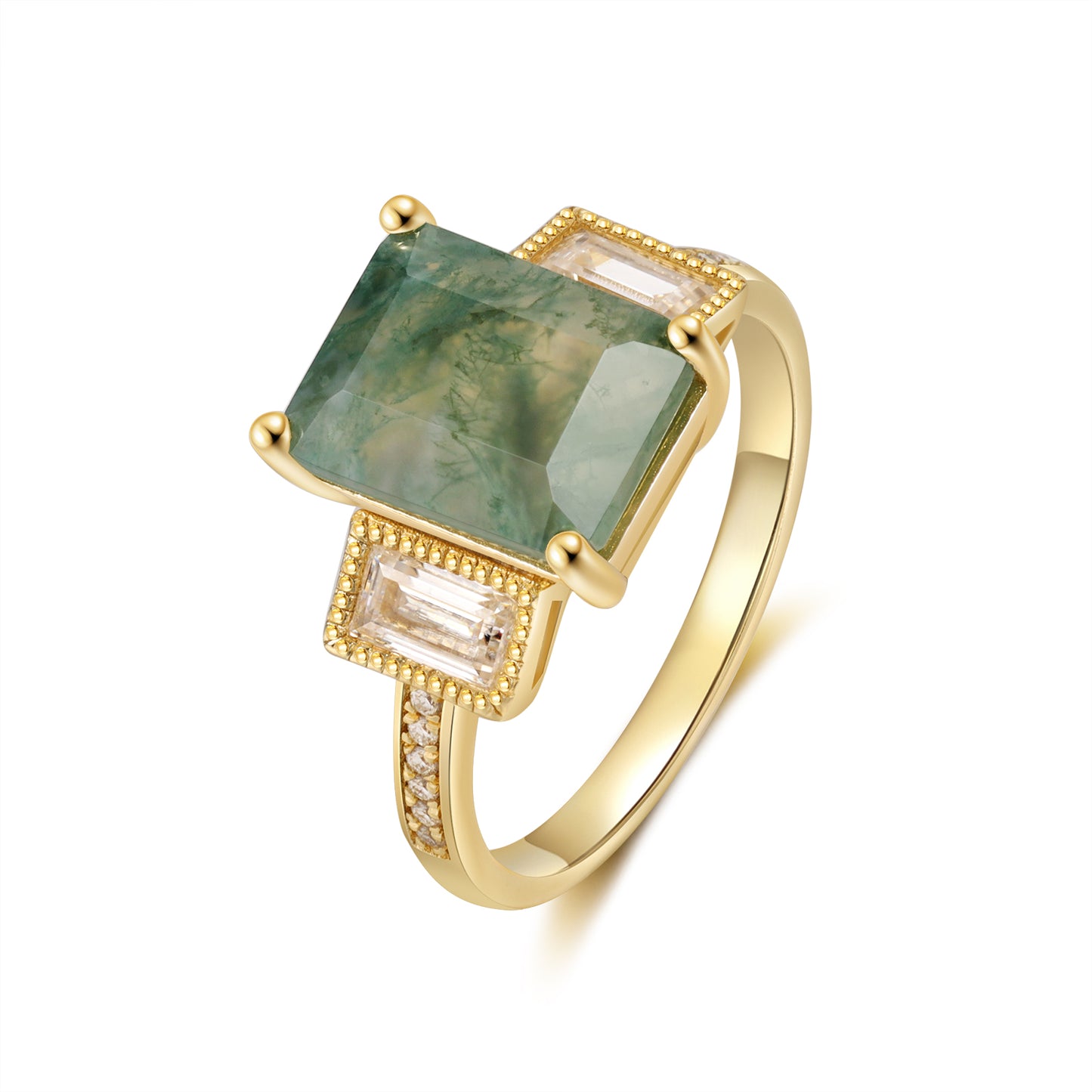 K Gold Moss Agate Ring