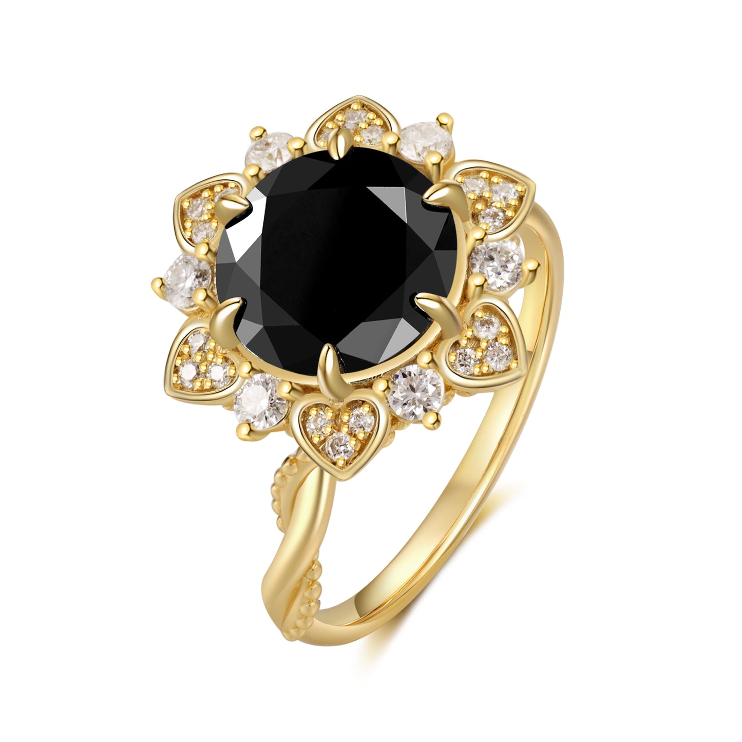 K Gold Natural Black Onyx Ring